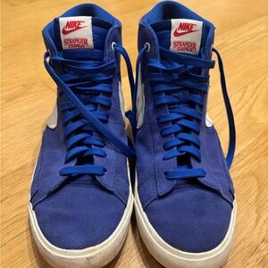 Nike Stranger Things Blue and White High-Top Sneakers